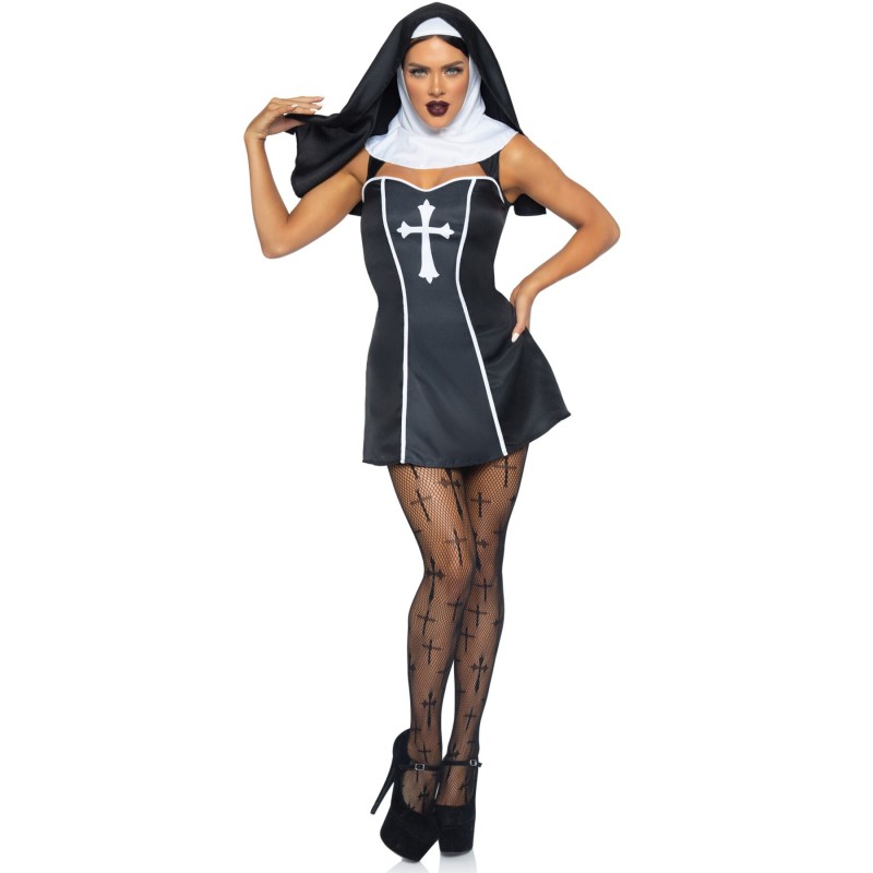 Костюм монашки Leg Avenue Naughty Nun S, платье, головной убор