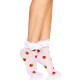 Носки женские с клубничным принтом Leg Avenue Strawberry ruffle top anklets One size, кружевные манж