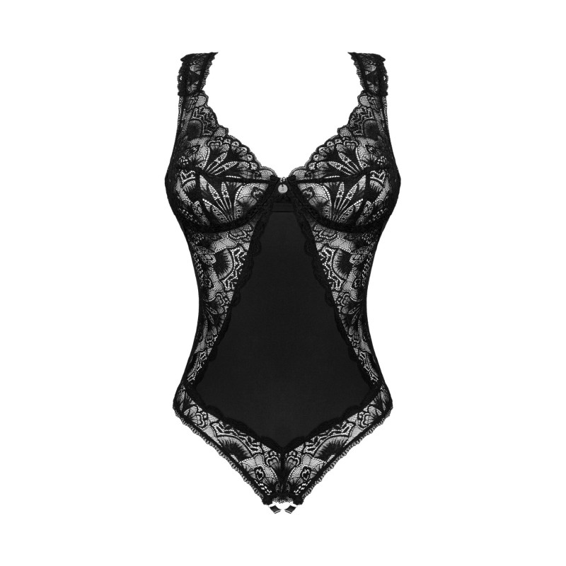 Мереживне боді Obsessive Donna Dream crotchless teddy XS/S Black, відкритий доступ