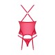 Прозорий корсет Obsessive Lacelove corset M/L Red, мереживо, підв’язки для панчіх
