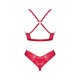 Комплект білизни Obsessive Lacelove cupless 2-pcs set XL/2XL Red, відкритий доступ, відкриті груди