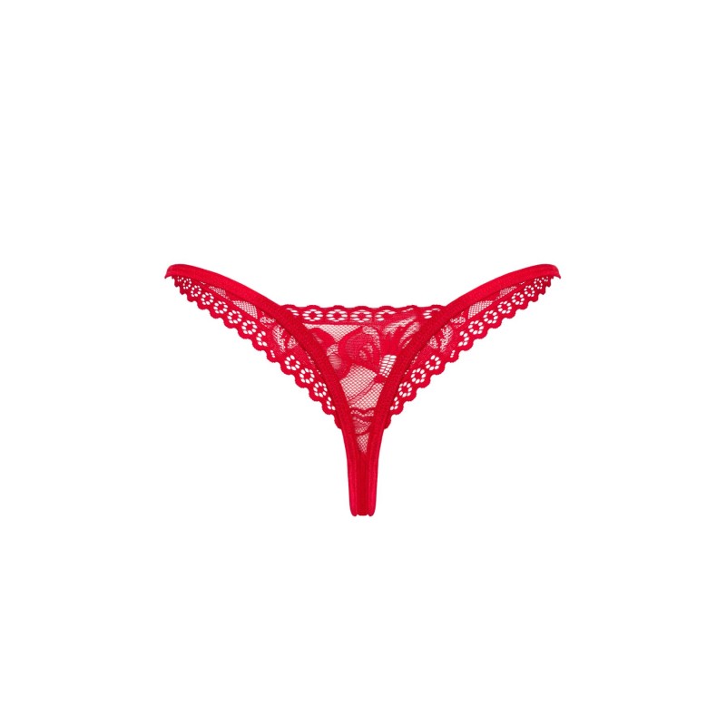 Мереживні стрінги Obsessive Lacelove thong M/L Red, низька посадка
