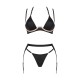 Комплект білизни Obsessive Selinne 3-pcs set XS/S Black, бюстгальтер, стрінги пояс для панчіх