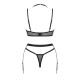 Комплект білизни Obsessive Selinne 3-pcs set XS/S Black, бюстгальтер, стрінги пояс для панчіх