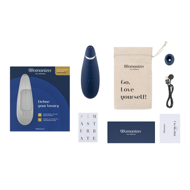 Вакуумний кліторальний стимулятор Womanizer Premium 2 - Blueberry, функції Autopilot та Smart Silence