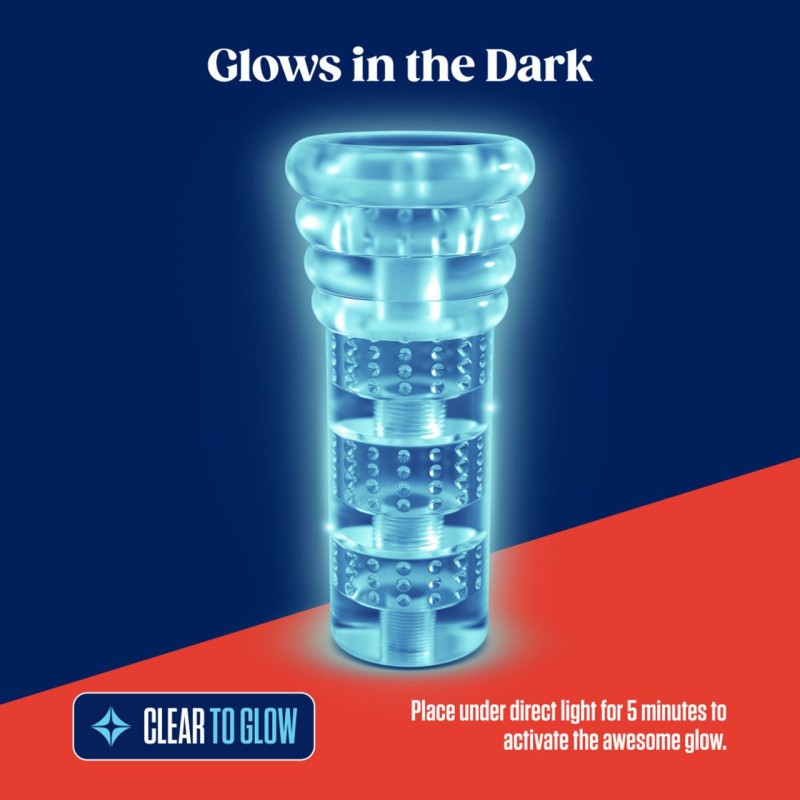 Мастурбатор Blush Rize – Luz Glow in the Dark Masturbator – Clear, всмоктування, світиться в темряві