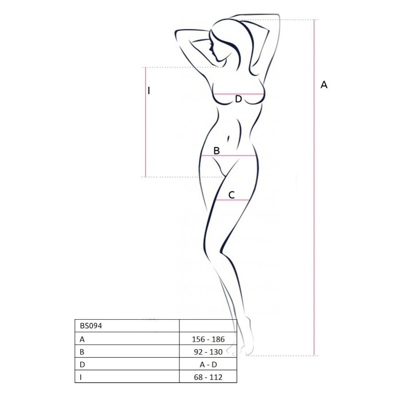 Бодістокінг з імітацією корсетної шнурівки Passion BS094 One Size, black, квітковий візерунок, з дос