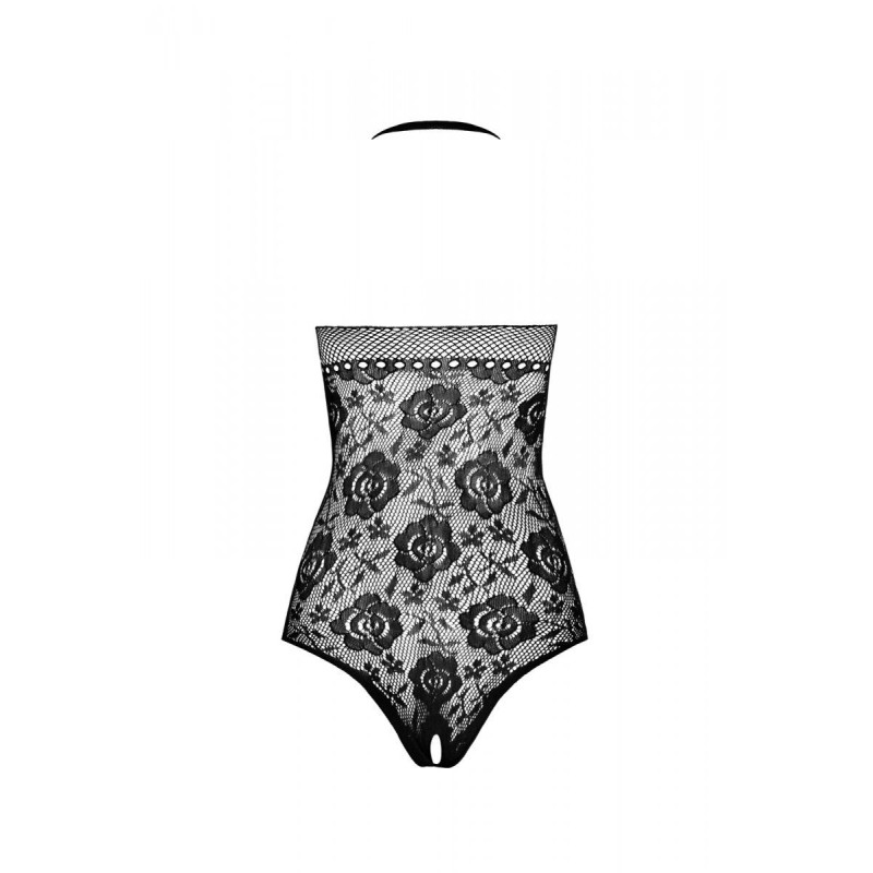 Бодістокінг з імітацією корсетної шнурівки Passion BS094 One Size, white, квітковий візерунок, з дос