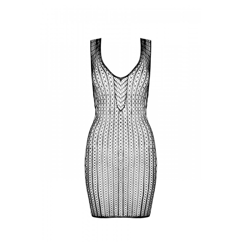 Мінісукня з вертикальним візерунком Passion BS097 One Size, black, плетіння з боків