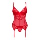 Комплект корсет та стрінги Obsessive Ingridia corset & thong XS/S, червоний