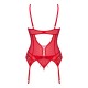 Комплект корсет та стрінги Obsessive Ingridia corset & thong XS/S, червоний