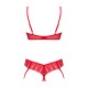 Комплект Obsessive Ingridia 2-pcs crotchless set XS/S, червоний, з доступом, відкриті груди