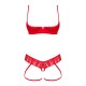 Комплект Obsessive Ingridia 2-pcs crotchless set XL/2XL, красный, с доступом, открытая грудь
