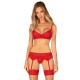 Комплект Obsessive Ingridia 3-pcs set XS/S, червоний, бюстгальтер, стрінги, пояс