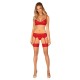 Комплект Obsessive Ingridia 3-pcs set XS/S, червоний, бюстгальтер, стрінги, пояс