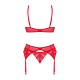 Комплект Obsessive Ingridia 3-pcs set XL/2XL, червоний, бюстгальтер, стрінги, пояс