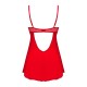 Пеньюар Obsessive Ingridia chemise & thong XS/S, червоний, сорочка, стрінги