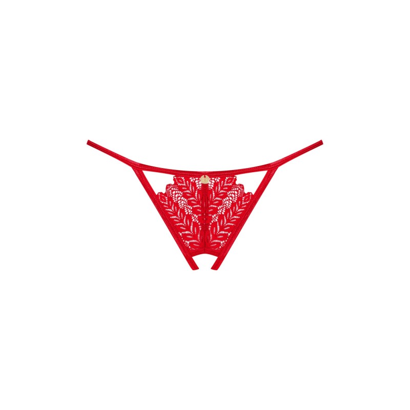 Трусики з доступом Obsessive Ingridia crotchless thong XL/2XL, червоні