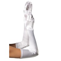 Длинные атласные перчатки Leg Avenue Extra Long Satin Gloves, One Size, белые