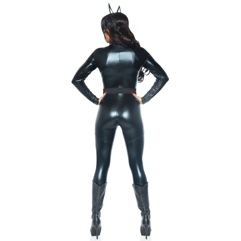 Эротический костюм супергероя-кошечки Leg Avenue Wicked Kitty S, комбинезон, пояс, маска, ушки