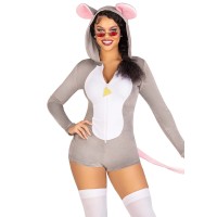 Комбинезон-костюм мышки Leg Avenue Comfy Mouse XS, с капюшоном