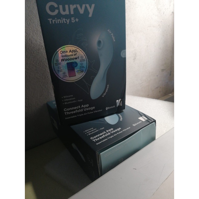 Вакуумный смарт-стимулятор с вибрацией Satisfyer Curvy Trinity 5 (Blue) (мятая упаковка!!!)