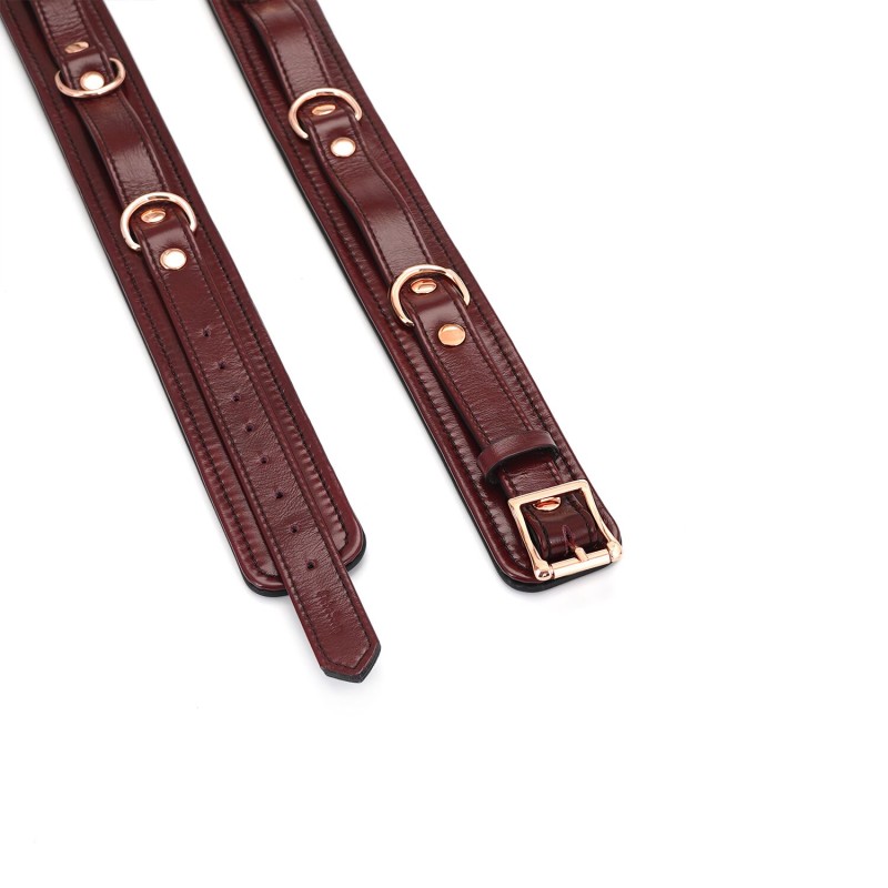 Фіксатори для стегон Liebe Seele Wine Red Thigh Cuffs S Size, натуральна  шкіра