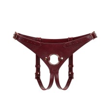 Кожаные трусы для страпона Liebe Seele Wine Red Strap on Harness, универсальный размер