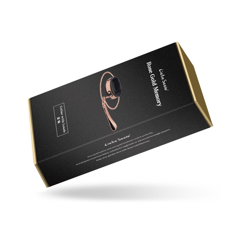 Широкий ошейник с поводком Liebe Seele Rose Gold Memory Collar with Leash, натуральная кожа