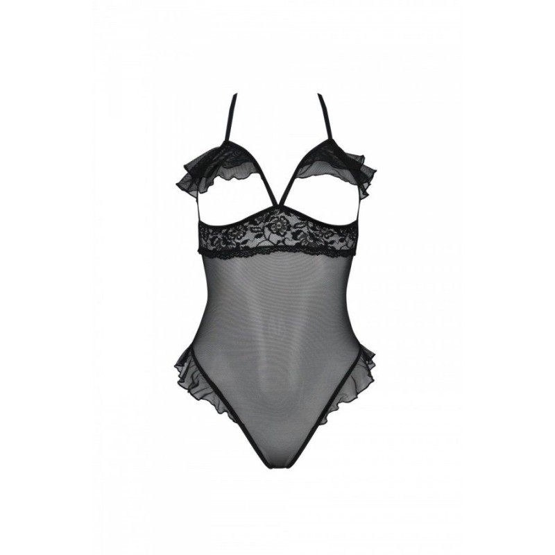 Еротичне боді Passion DOLLY BODY, L/XL, black, з відкритими чашками