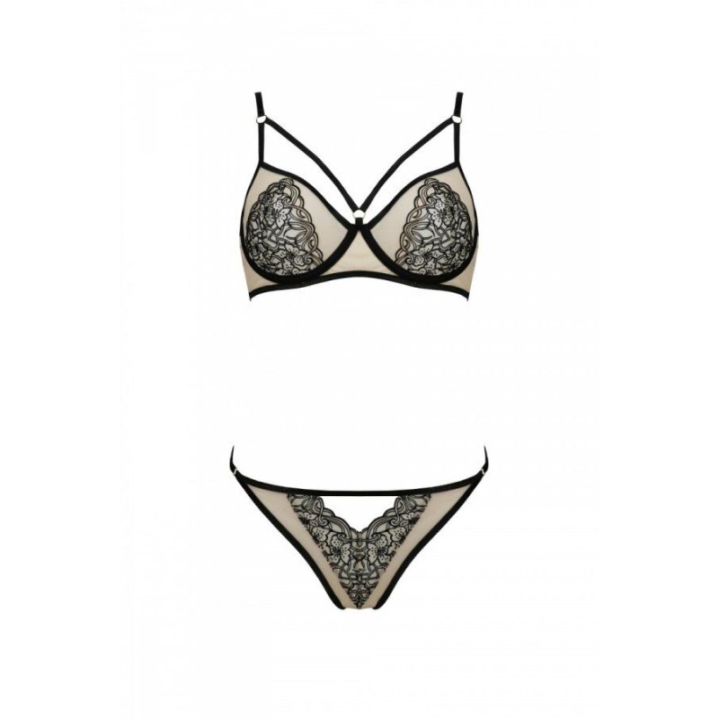 Комплект Passion LORINA SET, S/M, beige, бюстгальтер та трусики