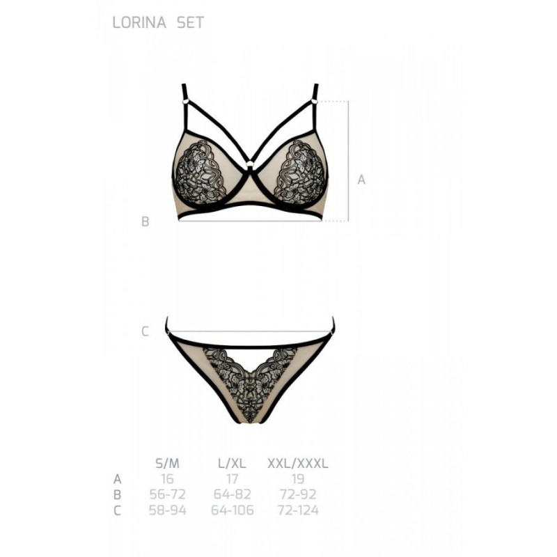 Комплект Passion LORINA SET, XXL/XXXL, beige, бюстгальтер и трусики