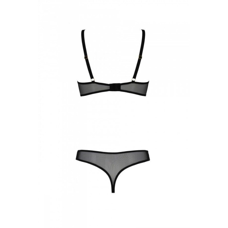 Еротичне боді Passion MARINA BODY, L/XL, black, з відкритими чашками