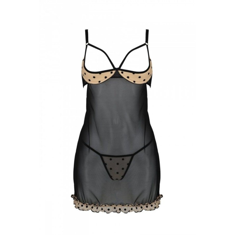 Еротичний пеньюар Passion MARINA CHEMISE, L/XL, beige