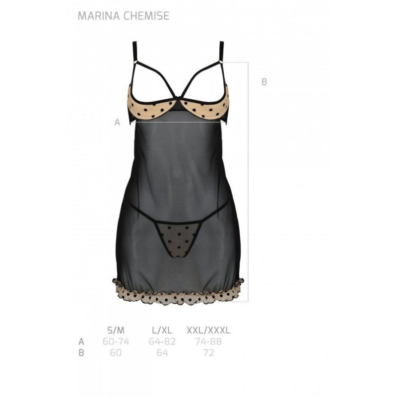 Еротичний пеньюар Passion MARINA CHEMISE, XXL/XXXL, beige