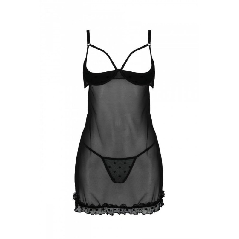Еротичний пеньюар Passion MARINA CHEMISE, L/XL, black
