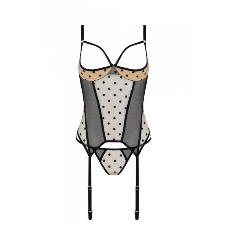 Корсет Passion MARINA CORSET, L/XL, beige, з відкритими чашками