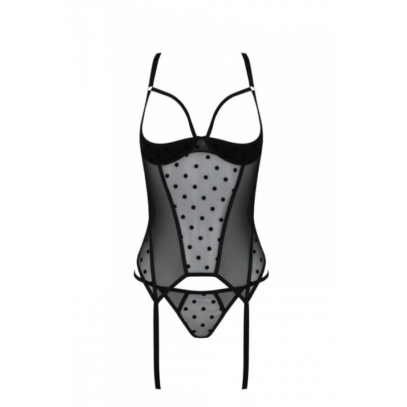 Корсет Passion MARINA CORSET, L/XL, black, з відкритими чашками