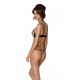 Эротический комплект Passion MARINA SET WITH OPEN BRA, L/XL, beige, открытые чашки