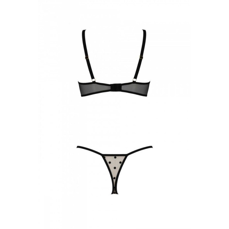 Эротический комплект Passion MARINA SET WITH OPEN BRA, L/XL, beige, открытые чашки