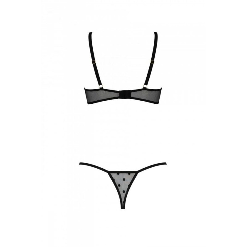 Еротичний комплект Passion MARINA SET WITH OPEN BRA, XXL/XXXL, black, відкриті чашки