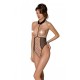 Эротическое боди Passion TRISHA BODY, L/XL, beige, с открытыми чашками