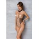Эротическое боди Passion TRISHA BODY, XXL/XXXL, beige, с открытыми чашками
