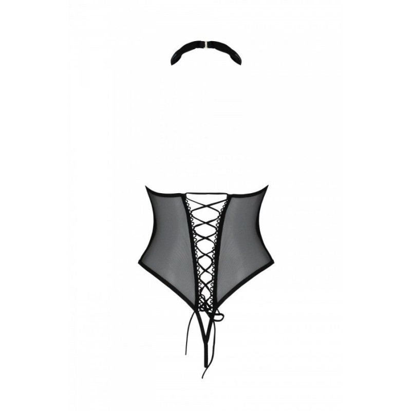 Еротичне боді Passion TRISHA BODY, L/XL, black, з відкритими чашками