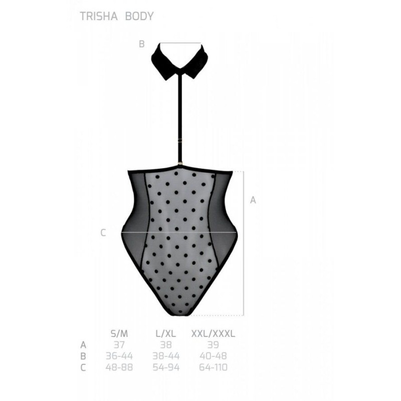 Еротичне боді Passion TRISHA BODY, XXL/XXXL, black, з відкритими чашками