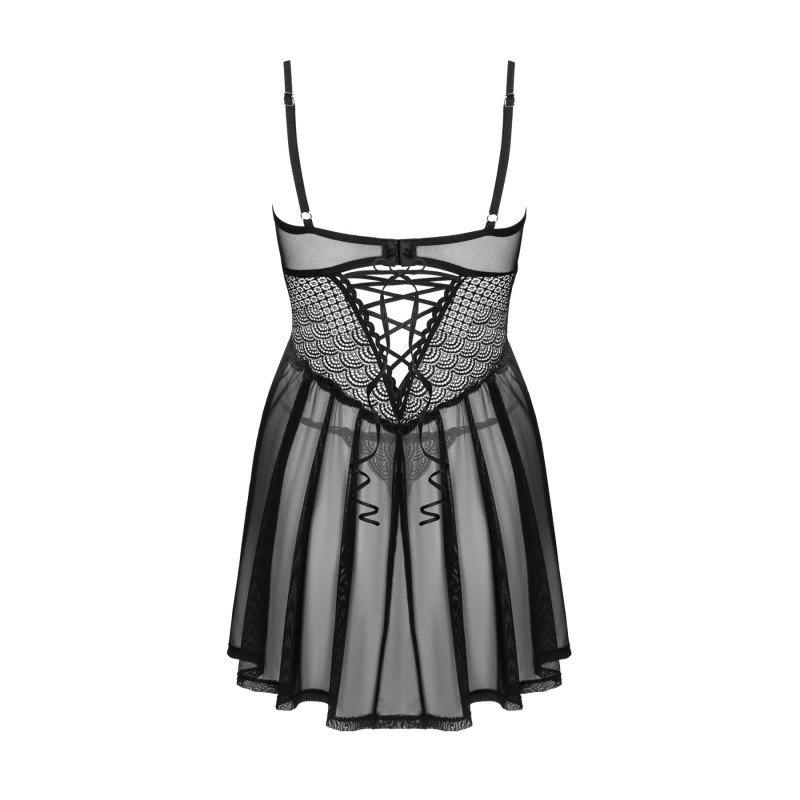 Еротичний комплект Obsessive Chemeris babydoll & thong XS/S, пеньюар та стрінги