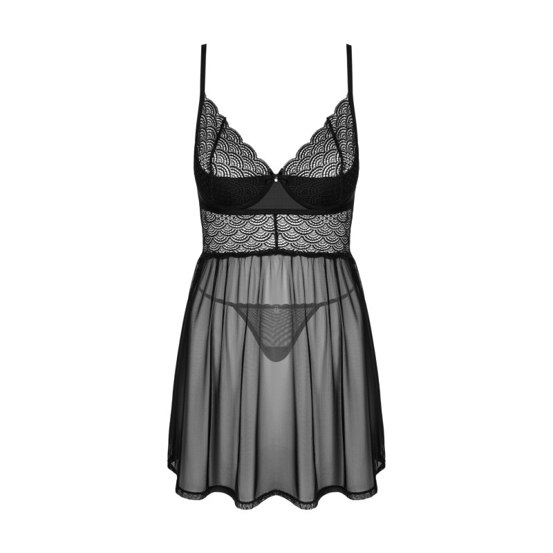 Еротичний комплект Obsessive Chemeris babydoll & thong M/L, пеньюар та стрінги