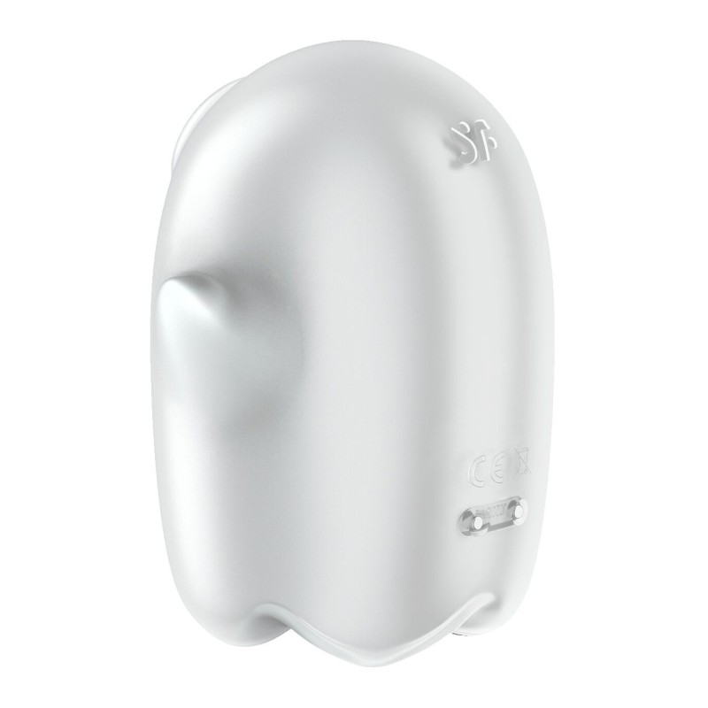 Вакуумний кліторальний стимулятор з вібрацією Satisfyer Glowing Ghost White, світиться в темряві