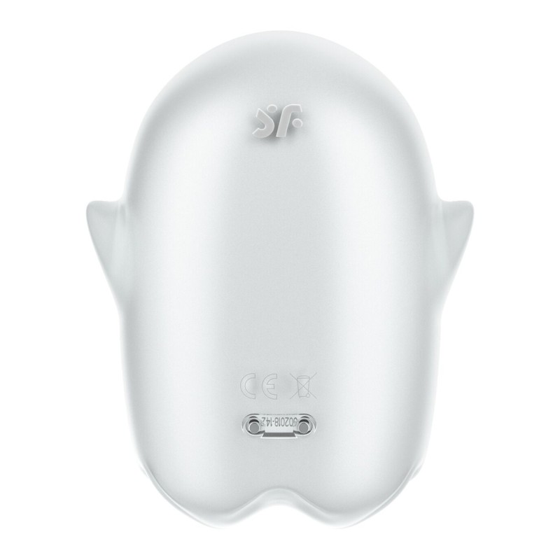 Вакуумний кліторальний стимулятор з вібрацією Satisfyer Glowing Ghost White, світиться в темряві