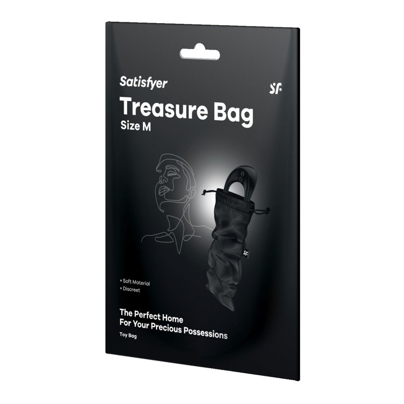 Мішок для секс-іграшок Satisfyer Treasure Bag M, чорний, на шнурку